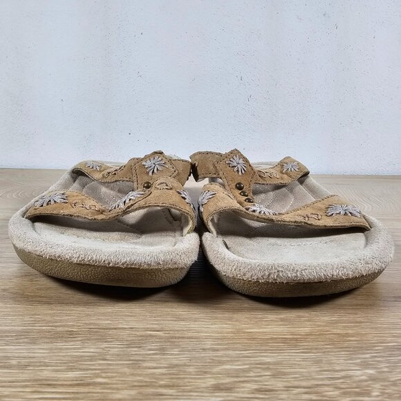 Earth Spirit Womens Sandals Suede Leather Tan Embellished Boho Casual Size 8 - Picture 4 of 12